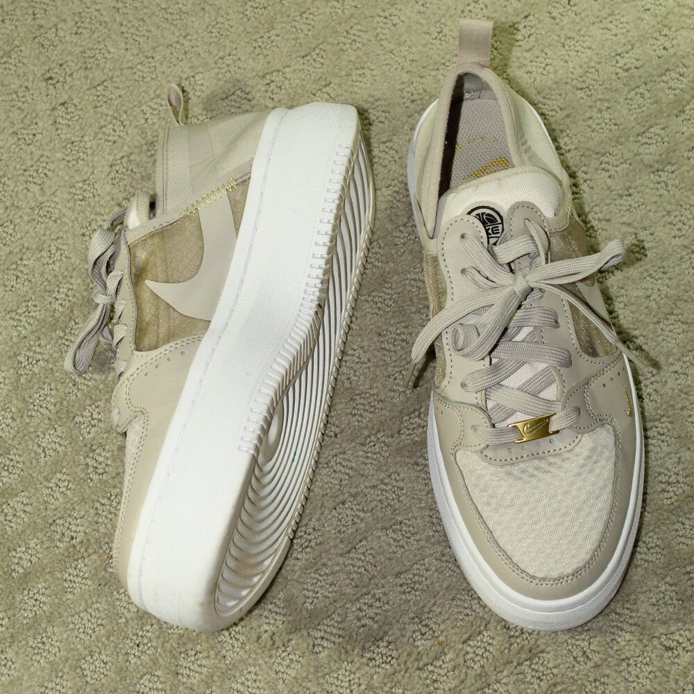 Size 9 - Nike Court Vision Alta TXT Cream Women Casual Platform Life Style Shoes